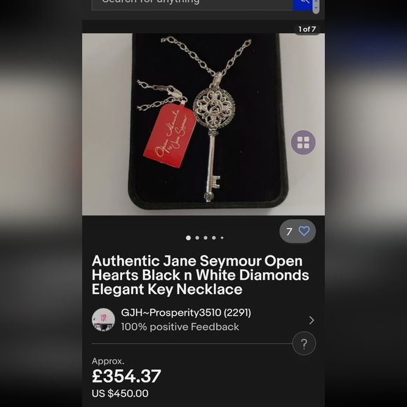 Vintage & Discontinued Open Hearts Key Pendant by Jane Seymore - Picture 4 of 4